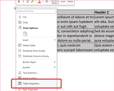 add space between text and table borders