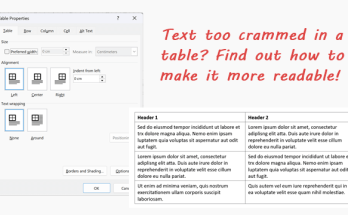 add space between text and table borders